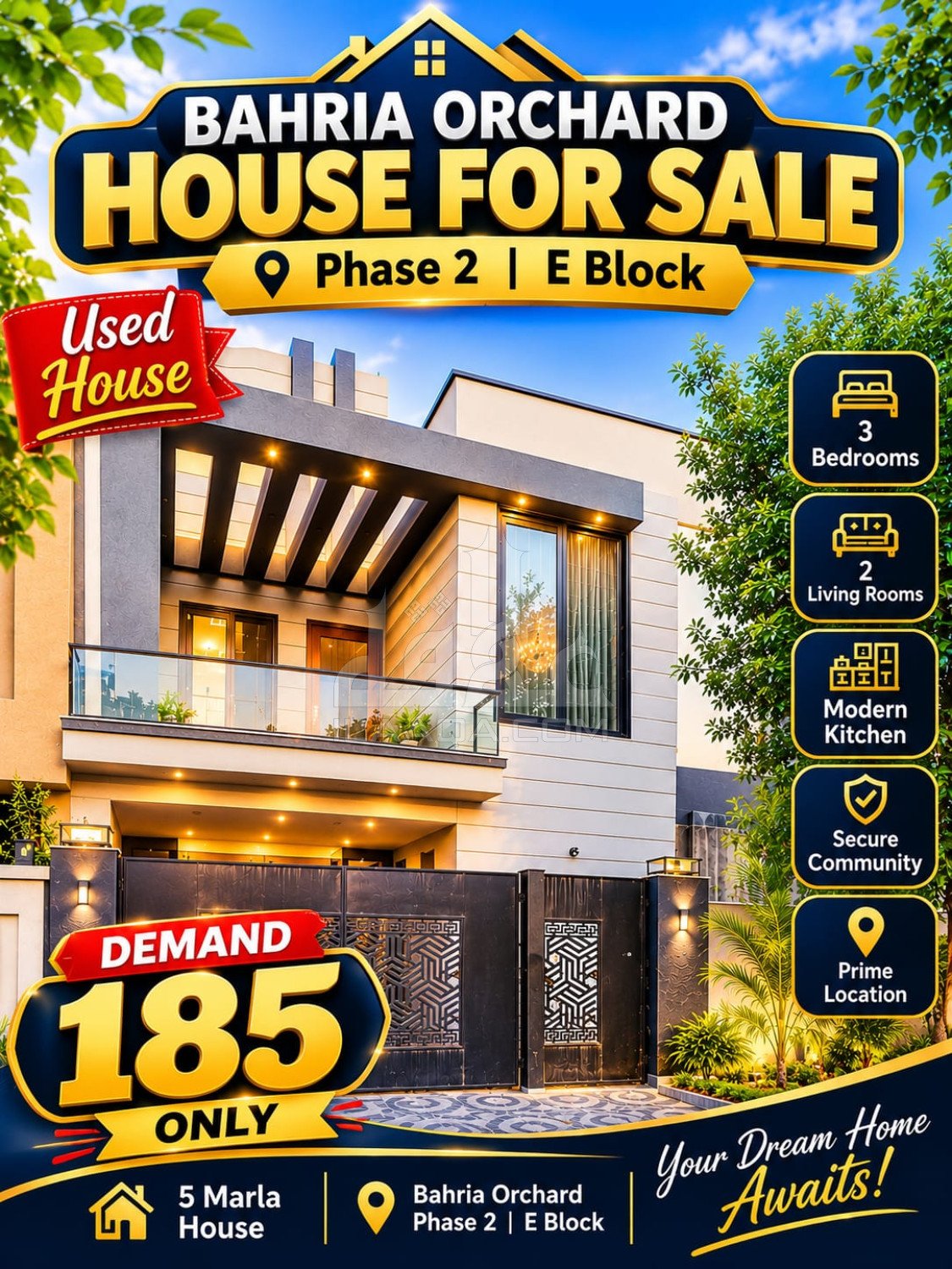 5 Marla House for sale in Phase 2 - E Block, Bahria Orchard, Lahore - (ID-17044)