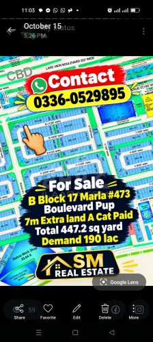 17 Marla Plot for sale in Sector C, Bahria Town Phase 8, Rawalpindi - (ID-17053)