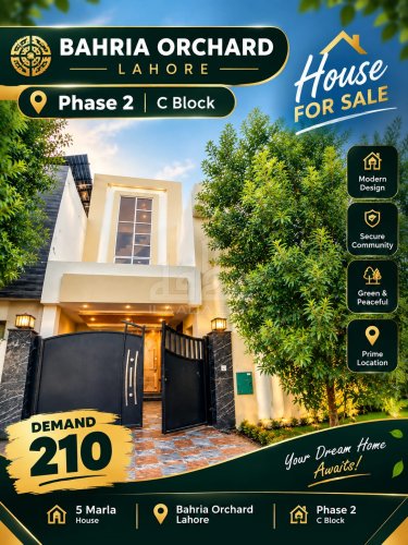 5 Marla House for sale in Phase 2 - C Block, Bahria Orchard, Lahore - (ID-17064)