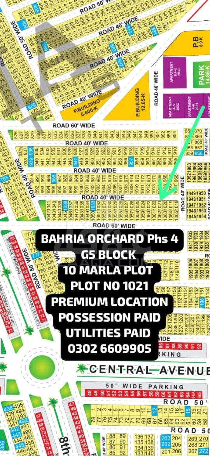 10 Marla Plot for sale in Phase 4 - G5 Block, Bahria Orchard, Lahore - (ID-17087)