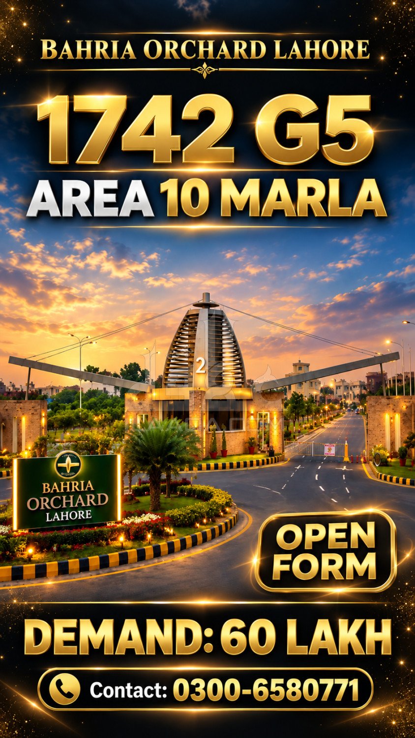 10 Marla Plot for sale in Phase 4 - G5 Block, Bahria Orchard, Lahore - (ID-17094)