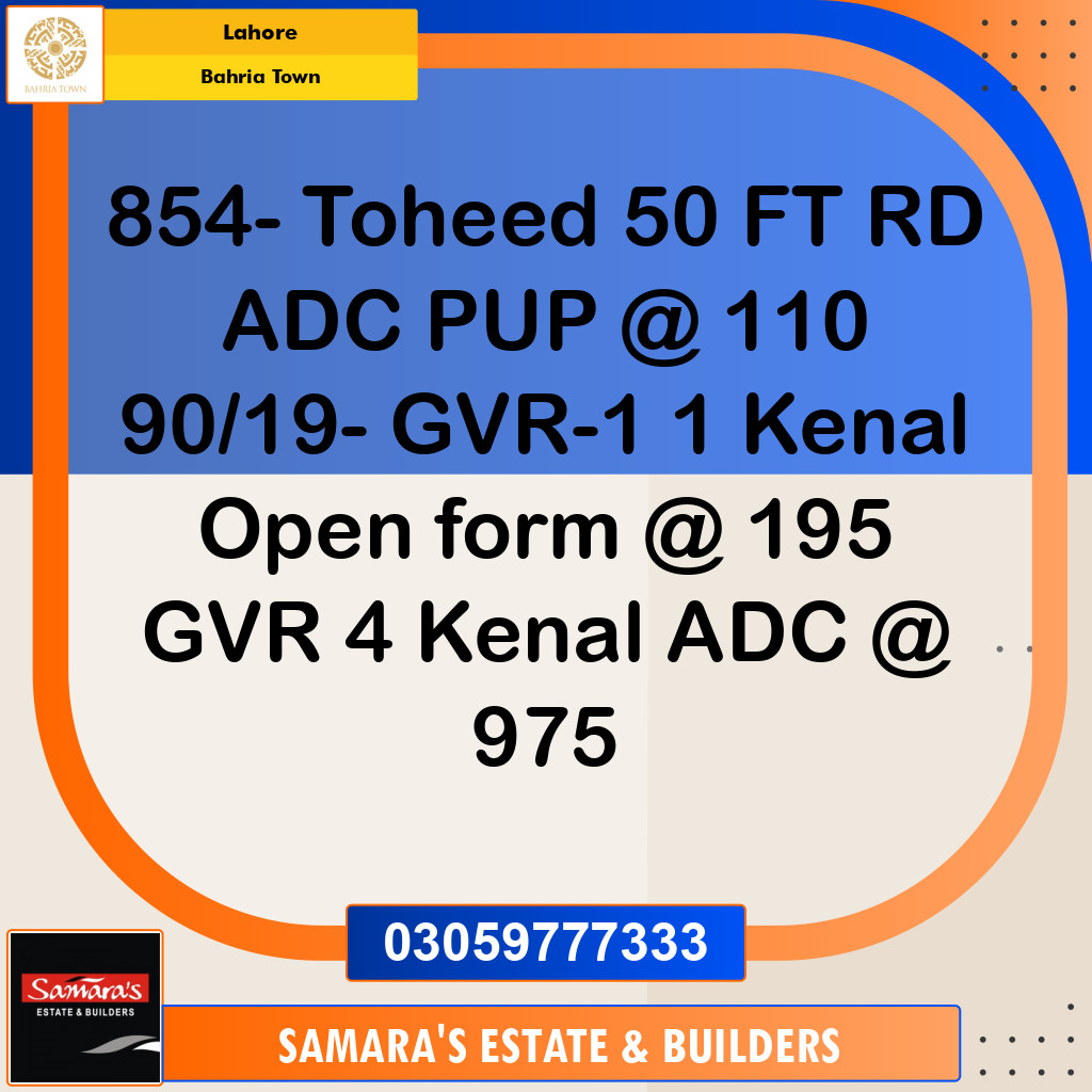 Residential Plot for Sale in Bahria Town, Lahore - (BP-103276)