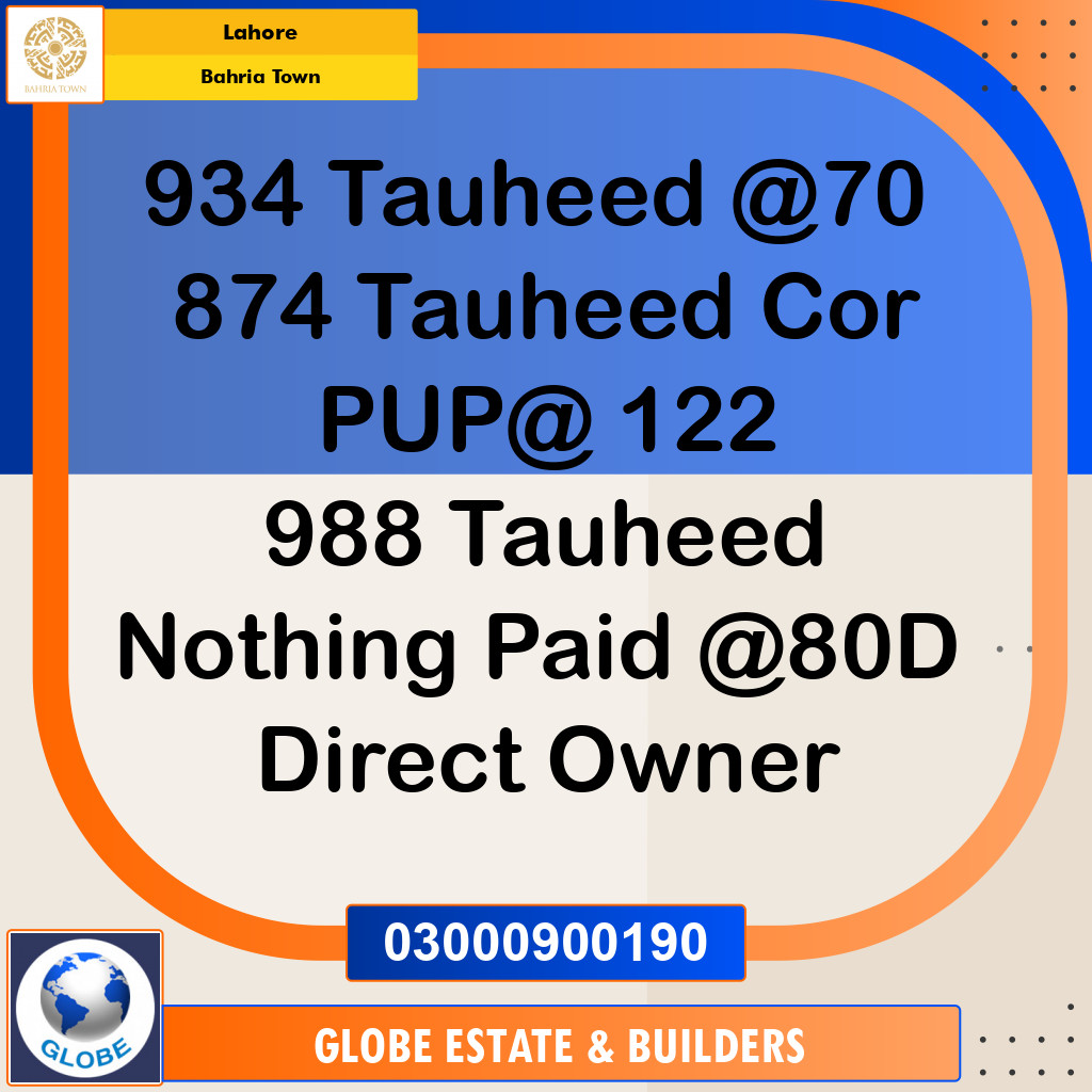 Residential Plot for Sale in Bahria Town, Lahore - (BP-104293)