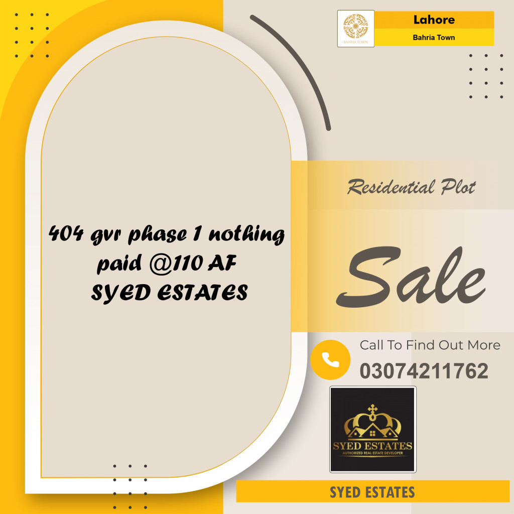 Residential Plot for Sale in Bahria Town, Lahore - (BP-104483)