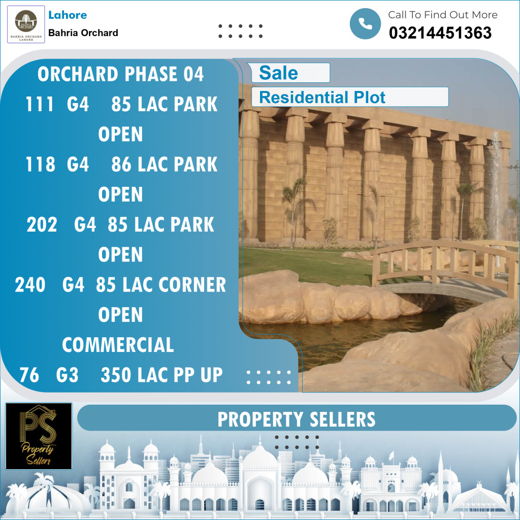 Residential Plot for Sale in Bahria Orchard, Lahore - (BP-105652)