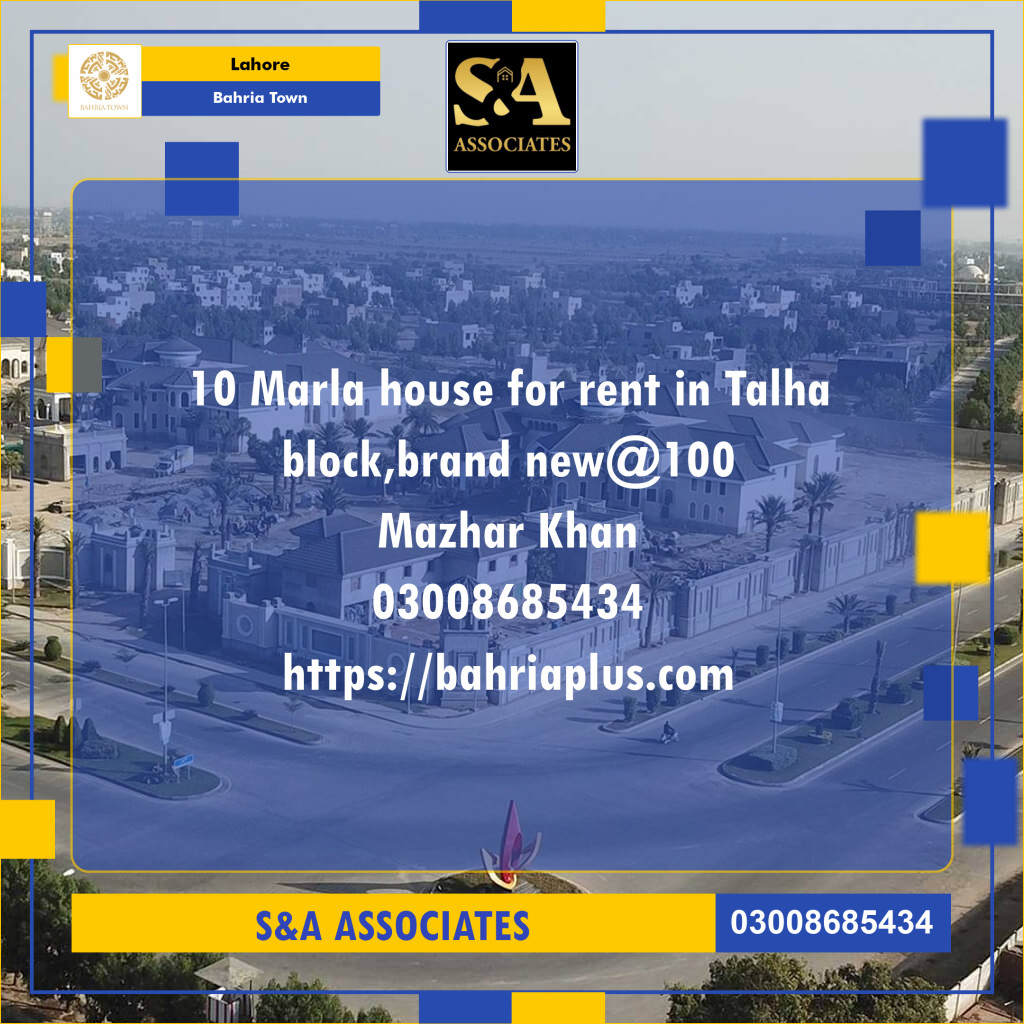 Residential House for Rent in Bahria Town, Lahore - (BP-108275)