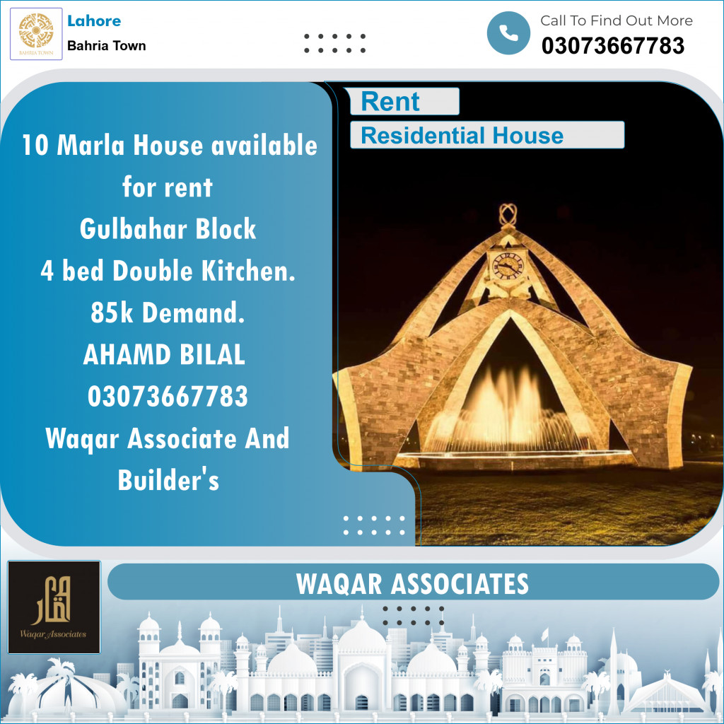 Residential House for Rent in Bahria Town, Lahore - (BP-108417)