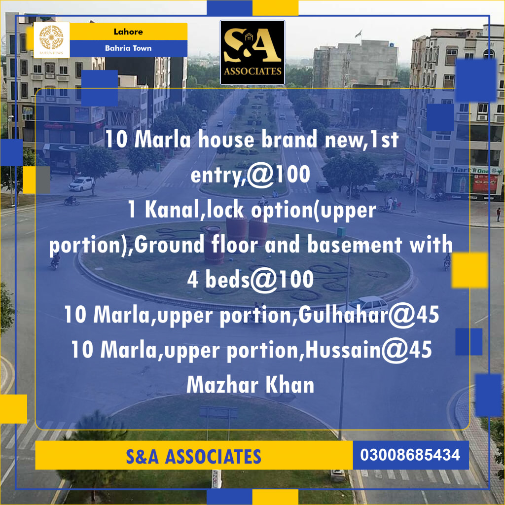 Residential House for Rent in Bahria Town, Lahore - (BP-108440)