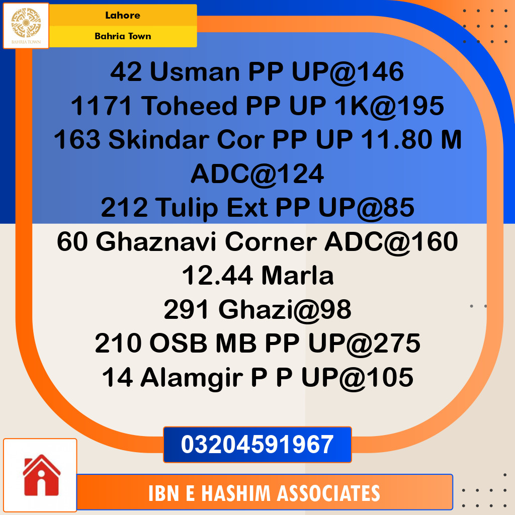 Residential Plot for Sale in Sector B - Usman Block -  Bahria Town, Lahore - (BP-109887)