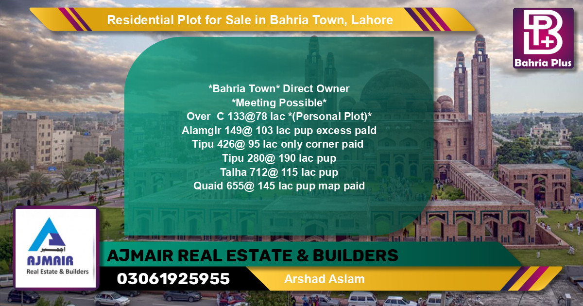 Residential Plot for Sale in Overseas C -  Bahria Town, Lahore - (BP-110694)