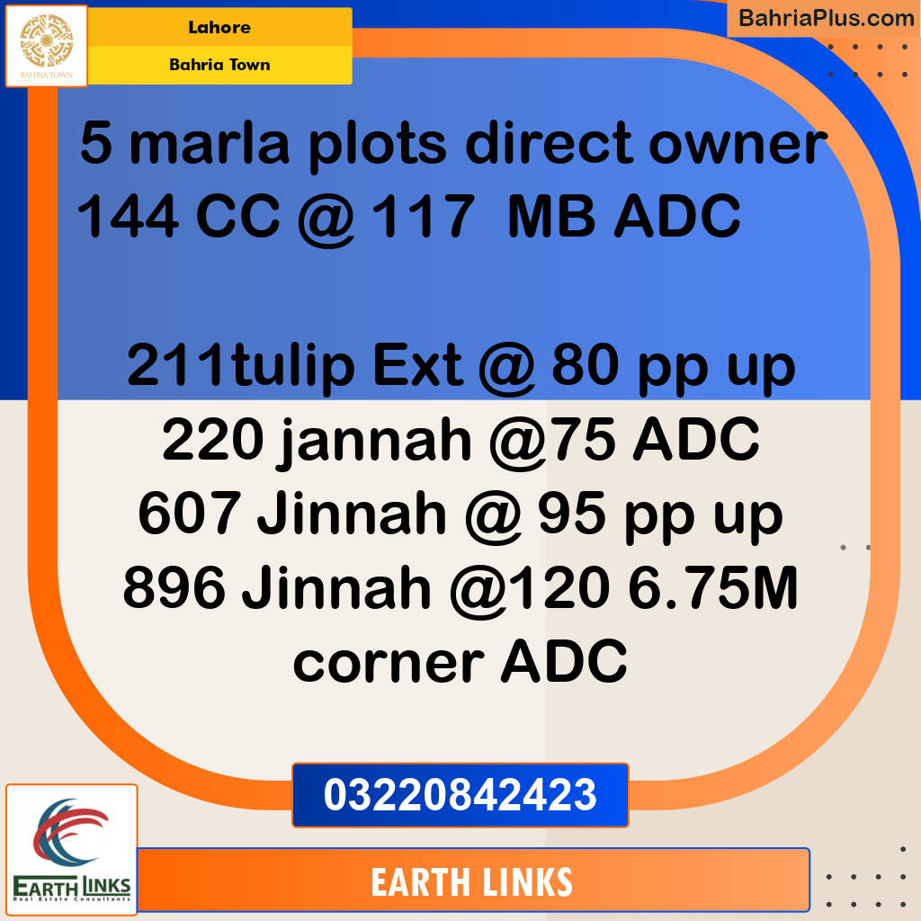 Residential Plot for Sale in Bahria Town, Lahore - (BP-111205)