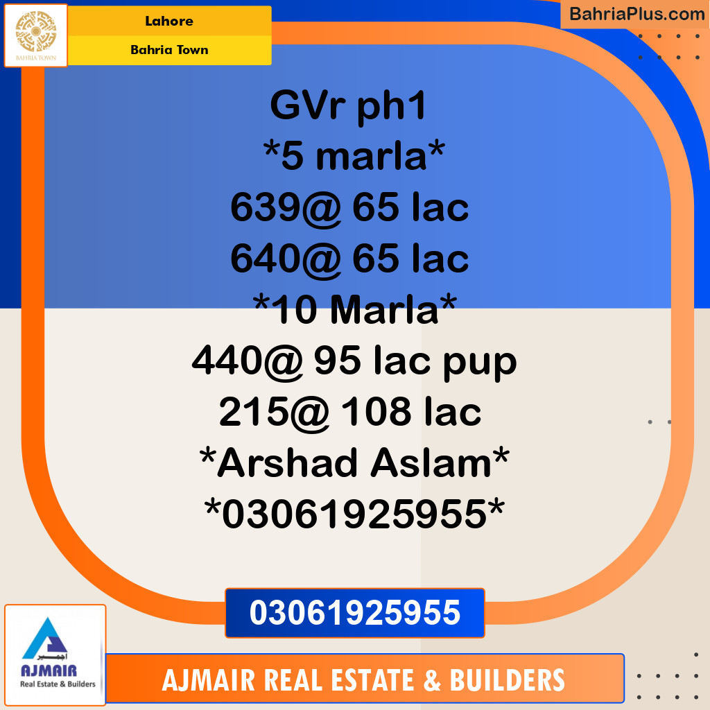 Residential Plot for Sale in Golf Phase 1 -  Bahria Town, Lahore - (BP-111317)