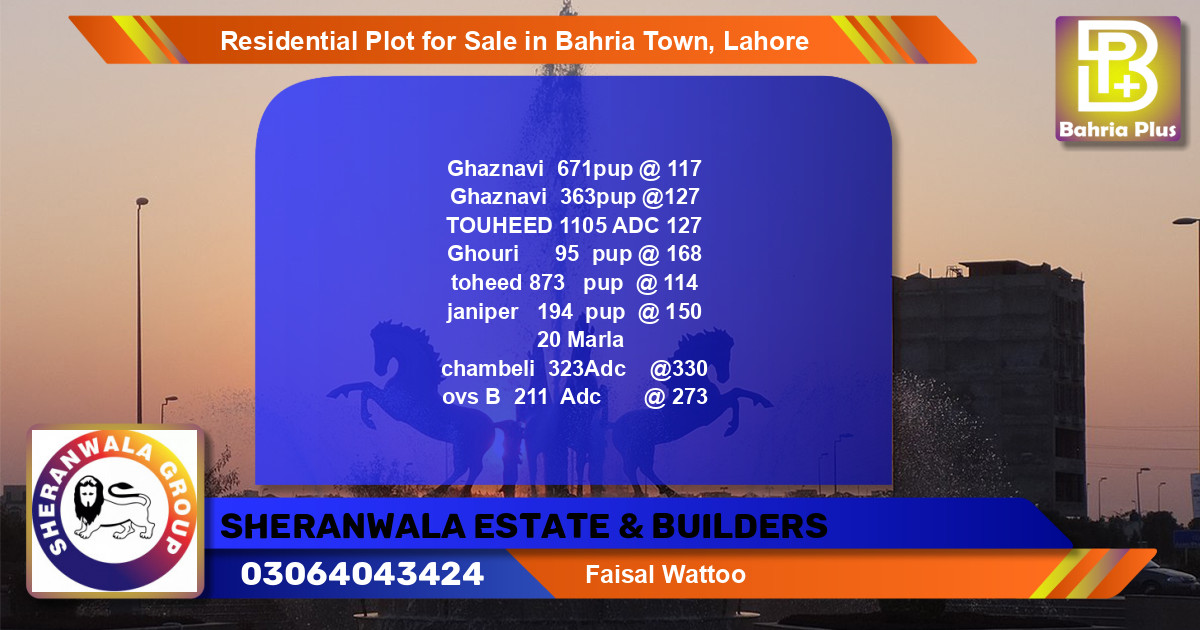 Residential Plot for Sale in Bahria Town, Lahore - (BP-111338)