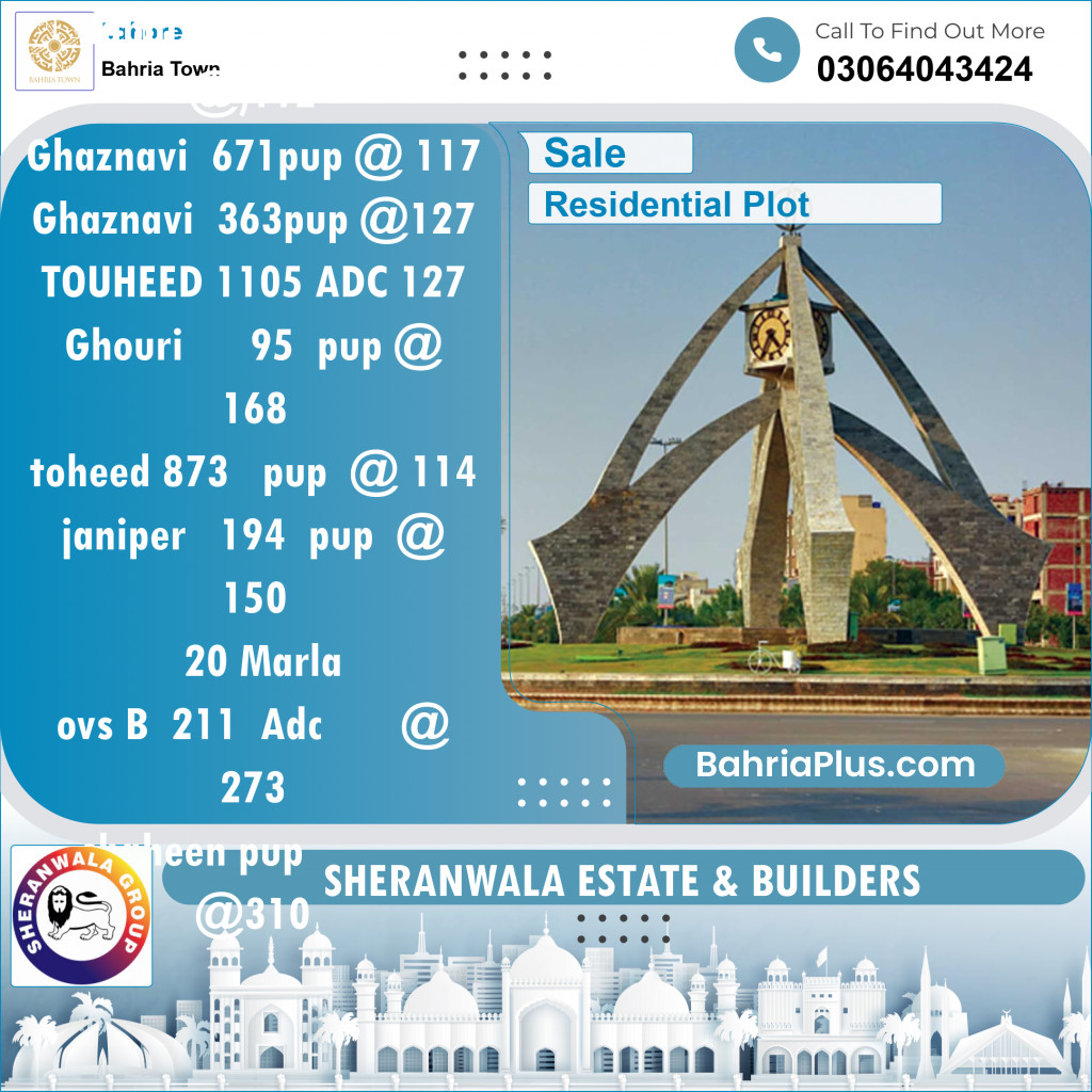 Residential Plot for Sale in Bahria Town, Lahore - (BP-111341)