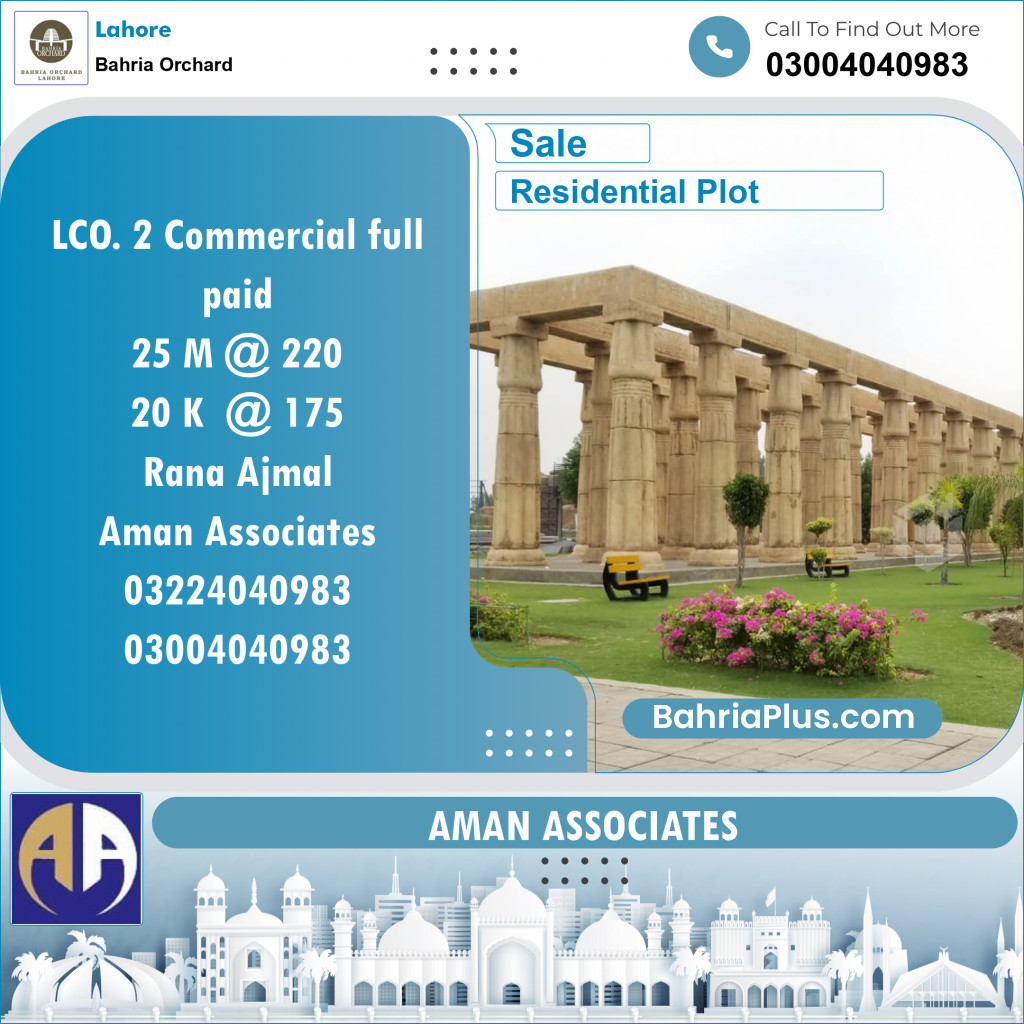 Residential Plot for Sale in Bahria Orchard, Lahore - (BP-111449)