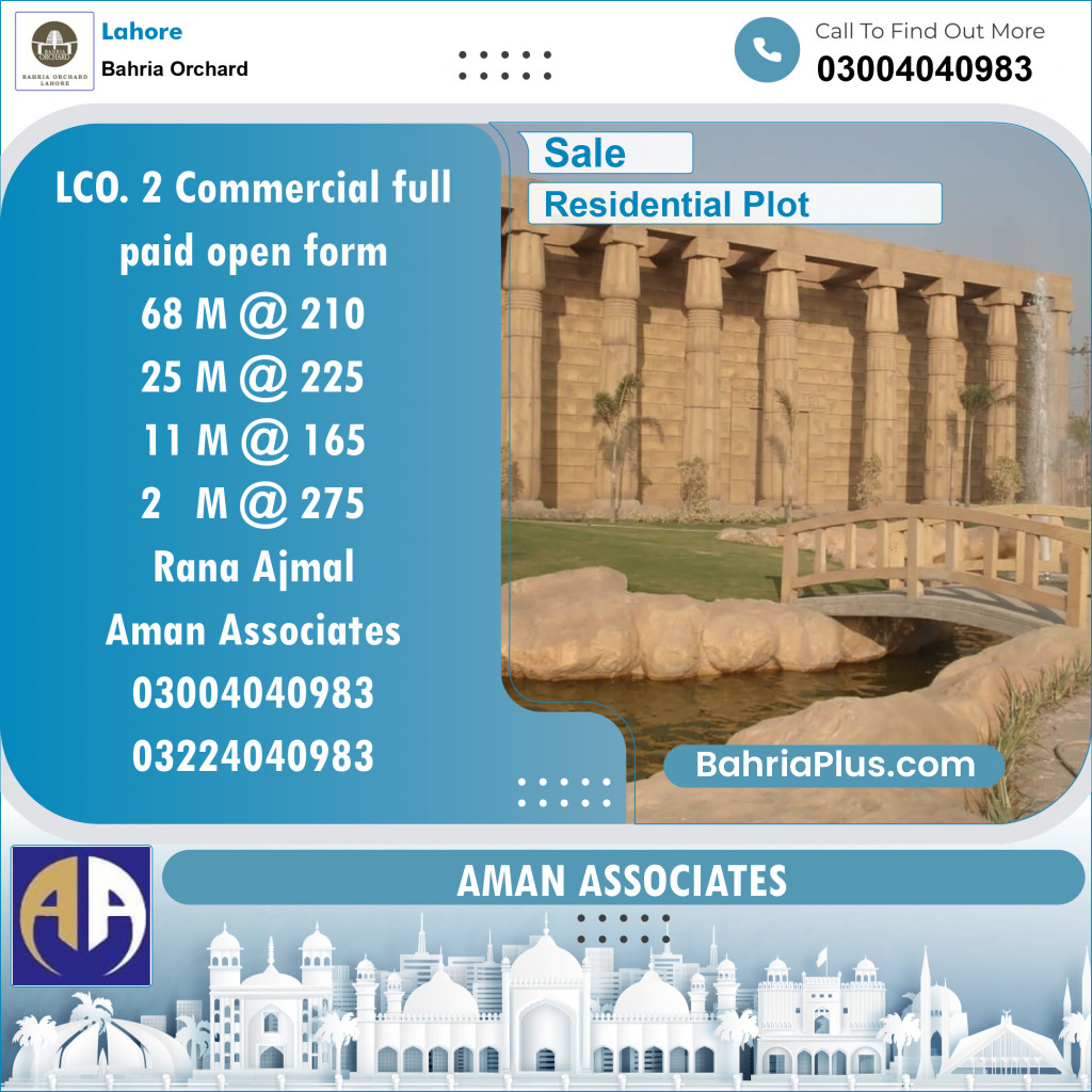 Residential Plot for Sale in Bahria Orchard, Lahore - (BP-111461)