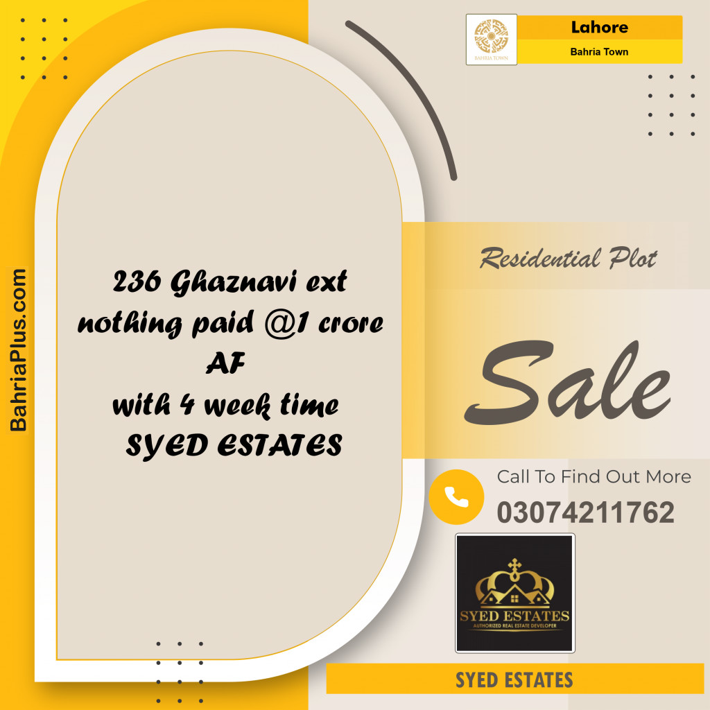 Residential Plot for Sale in Bahria Town, Lahore - (BP-111641)