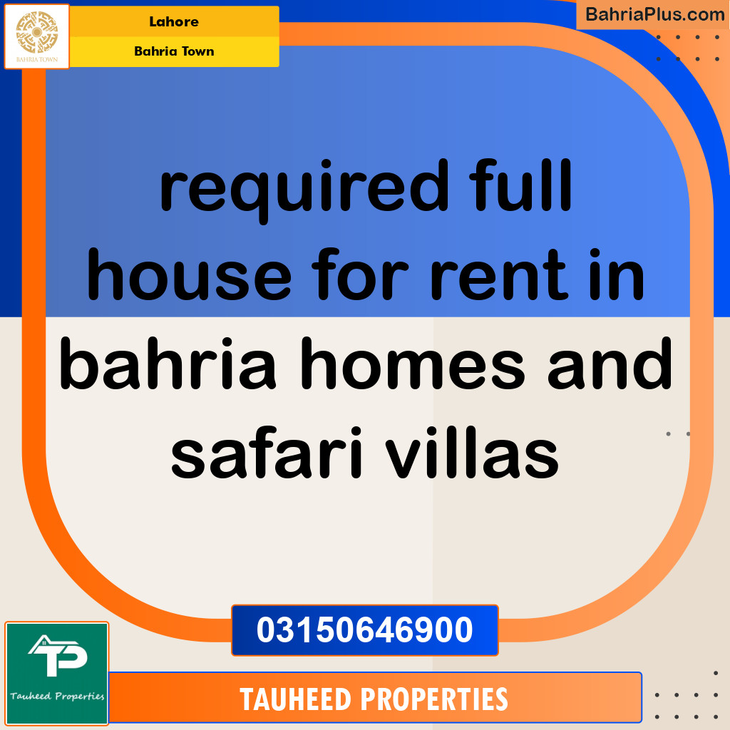 Residential House for Rent in Sector E - Bahria Homes -  Bahria Town, Lahore - (BP-113111)