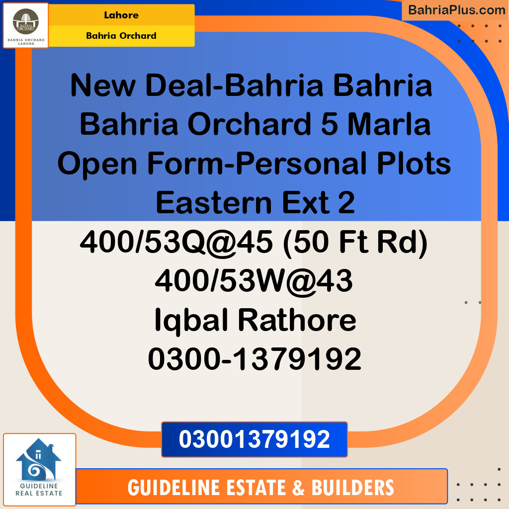 Residential Plot for Sale in Bahria Orchard, Lahore - (BP-113198)