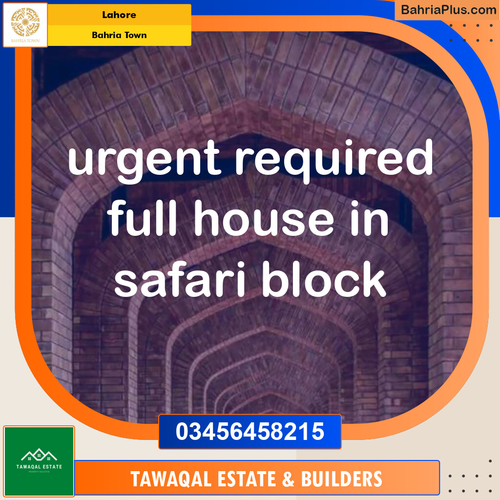 Residential House for Rent in Sector B - Safari Villas -  Bahria Town, Lahore - (BP-113255)