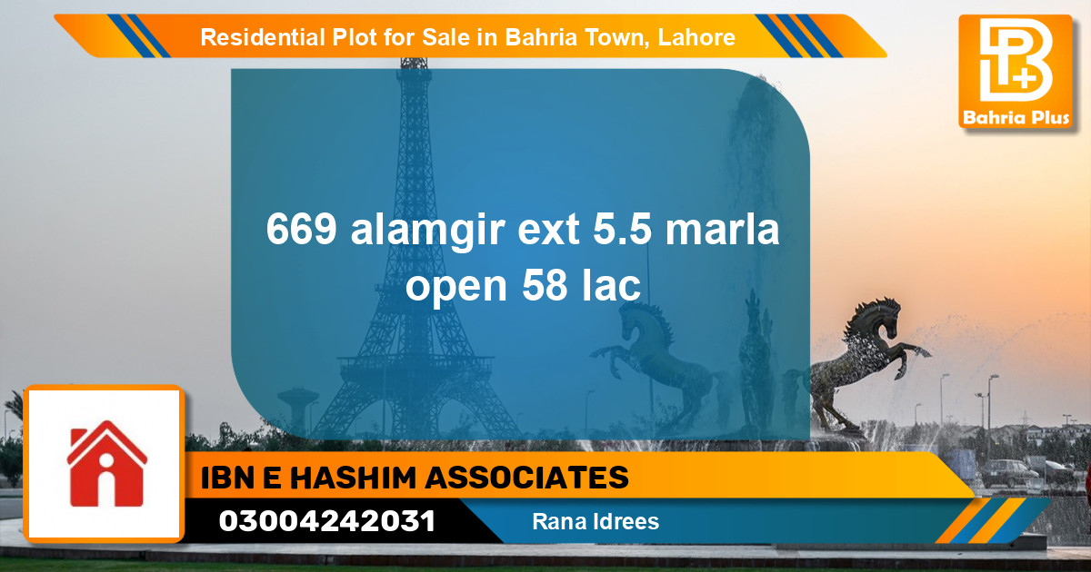 Residential Plot for Sale in Bahria Town, Lahore - (BP-113310)