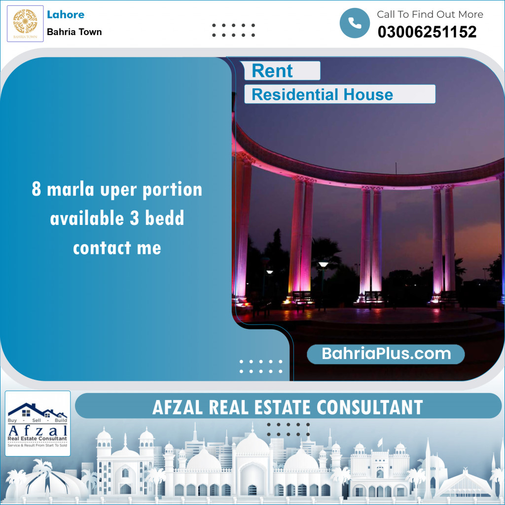 Residential House for Rent in Bahria Town, Lahore - (BP-113334)
