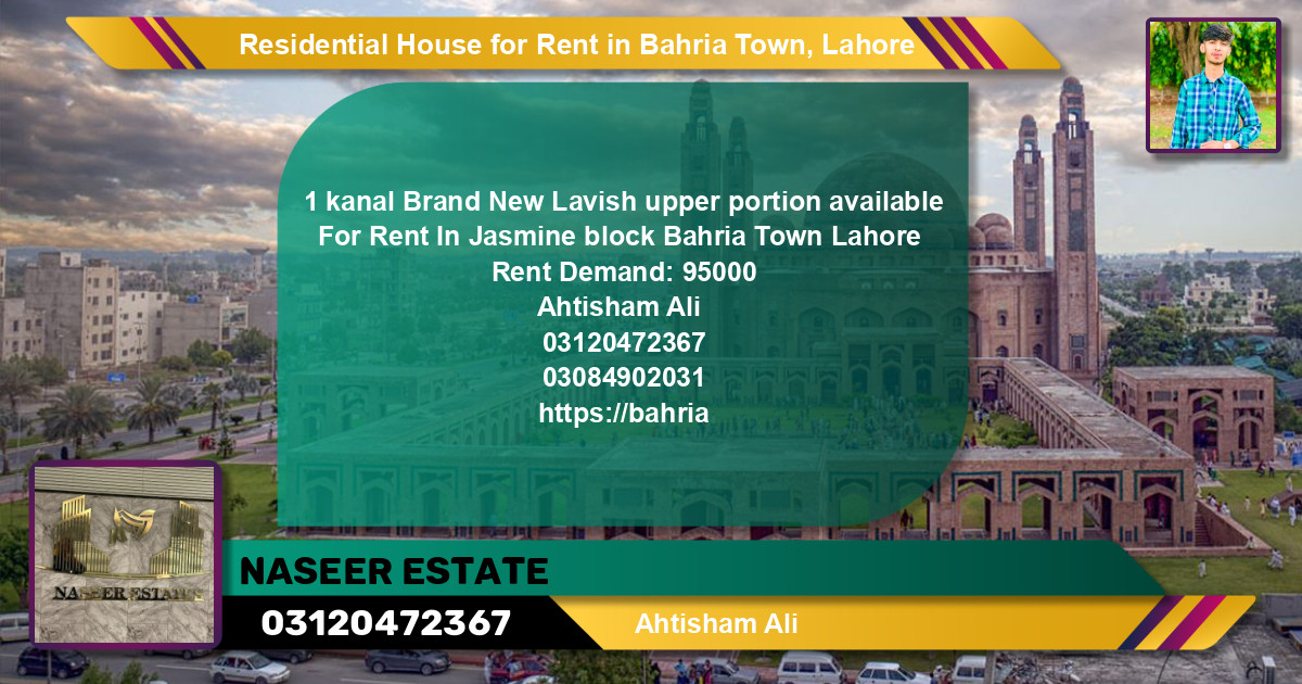 Residential House for Rent in Bahria Town, Lahore - (BP-113575)