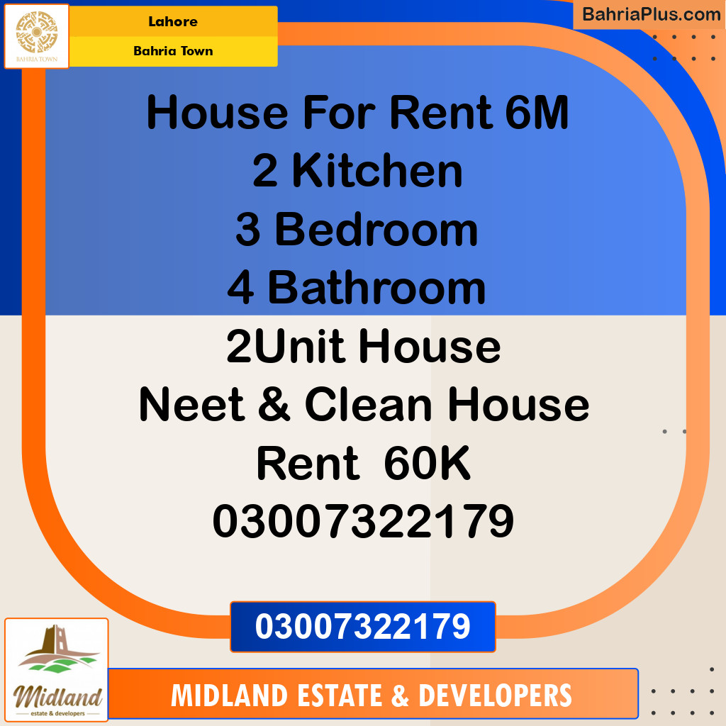 Residential House for Rent in Bahria Town, Lahore - (BP-113704)