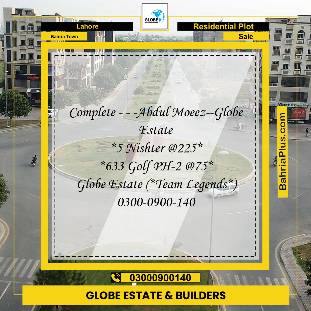 Residential Plot for Sale in Bahria Town, Lahore - (BP-113806)