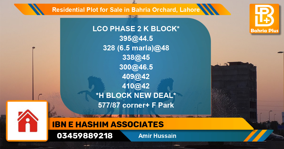 Residential Plot for Sale in Bahria Orchard, Lahore - (BP-114149)