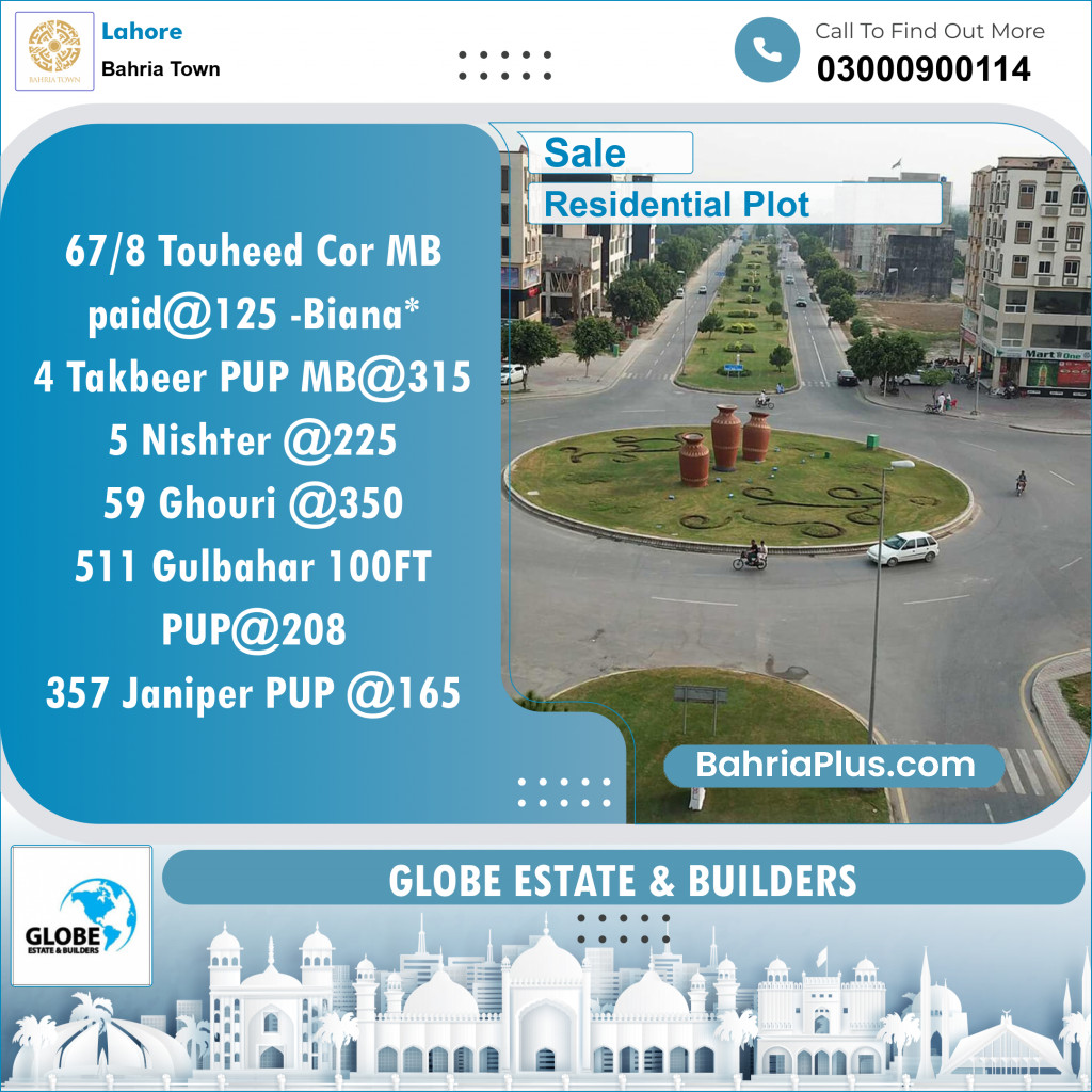 Residential Plot for Sale in Bahria Town, Lahore - (BP-114239)