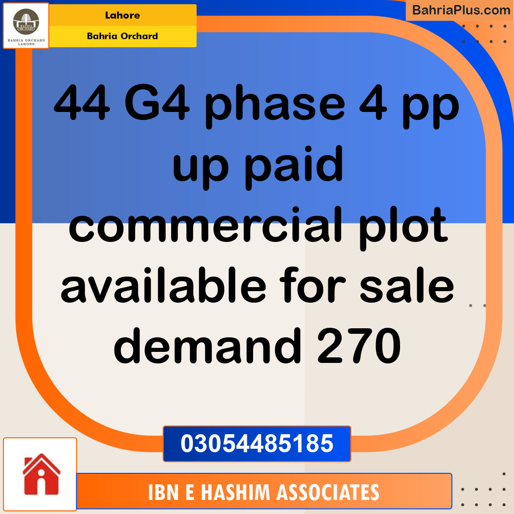 Commercial Plot for Sale in Bahria Orchard, Lahore - (BP-114271)