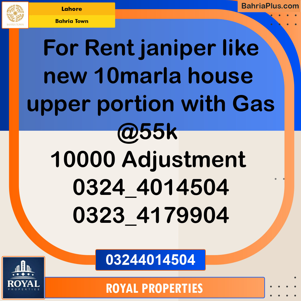 Residential House for Rent in Bahria Town, Lahore - (BP-114491)