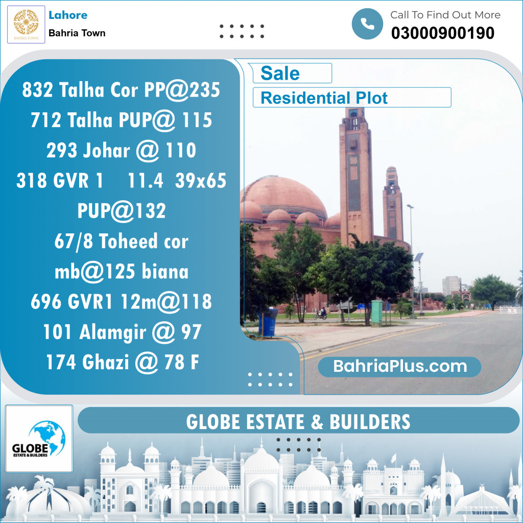Residential Plot for Sale in Bahria Town, Lahore - (BP-114714)