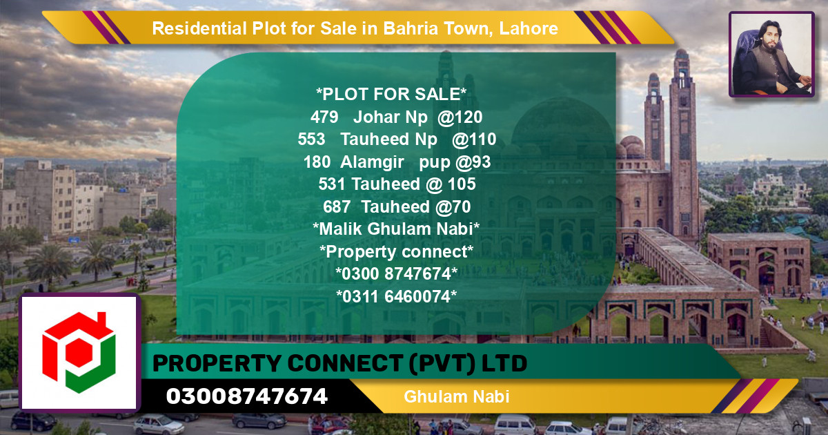 Residential Plot for Sale in Bahria Town, Lahore - (BP-114731)