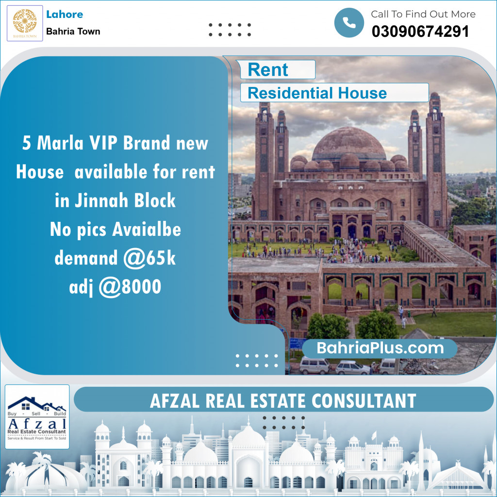 Residential House for Rent in Bahria Town, Lahore - (BP-114764)