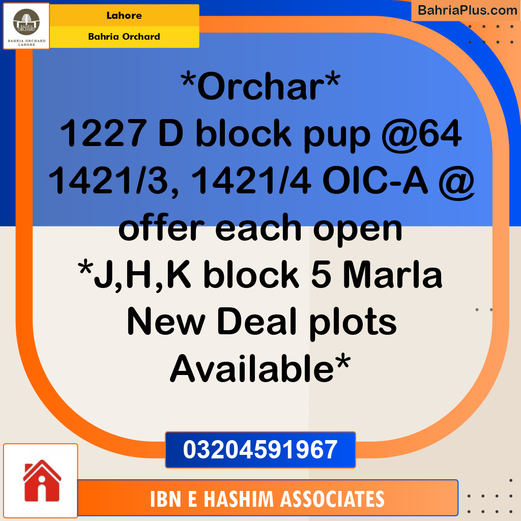 Residential Plot for Sale in Bahria Orchard, Lahore - (BP-114921)