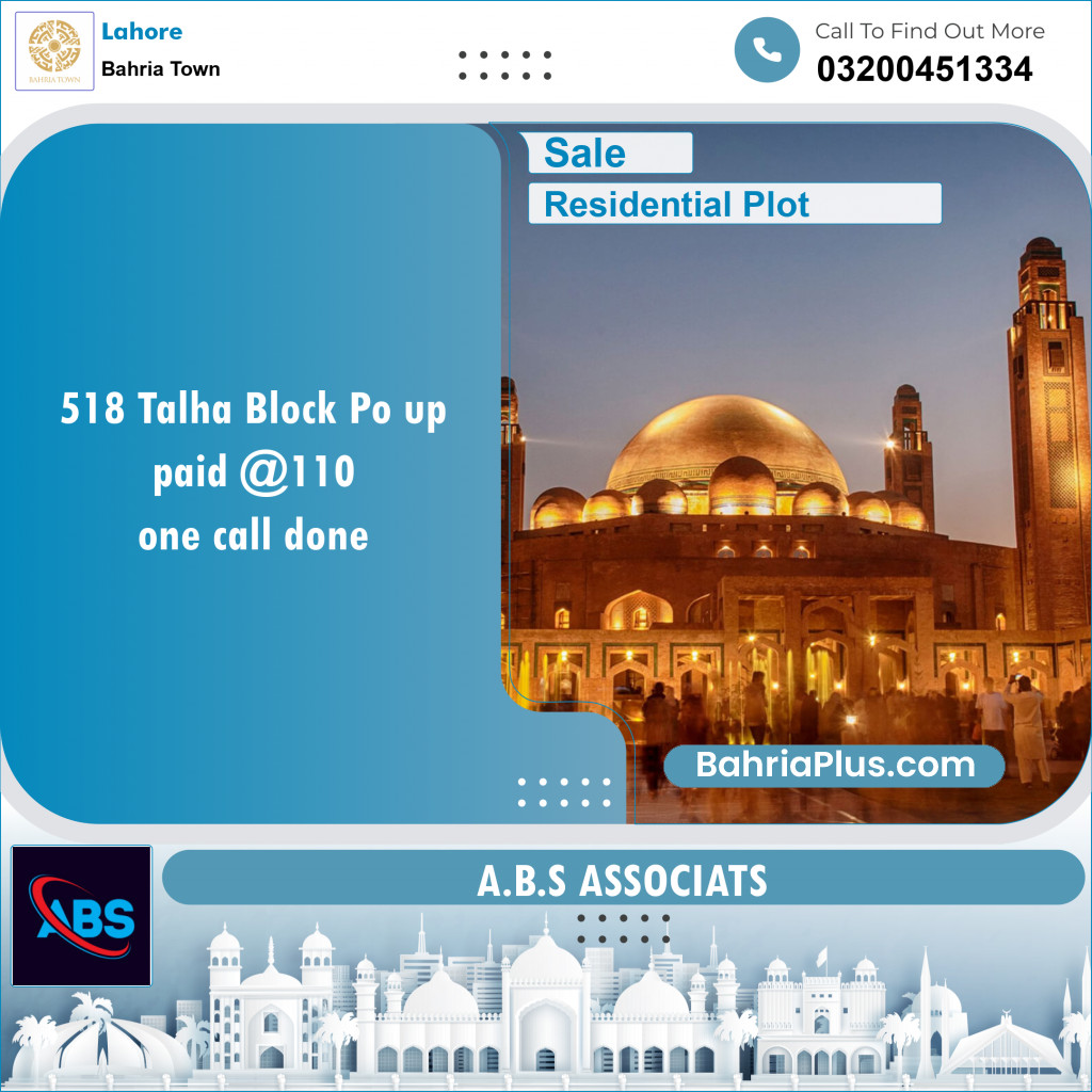 Residential Plot for Sale in Bahria Town, Lahore - (BP-115570)