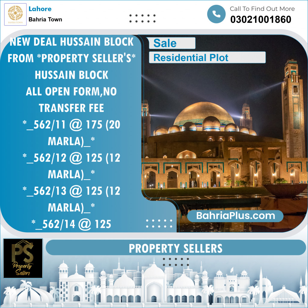 Residential Plot for Sale in Bahria Town, Lahore - (BP-115812)