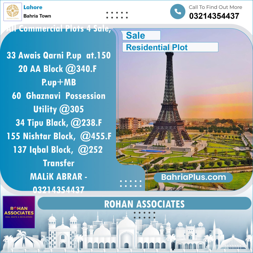 Residential Plot for Sale in Bahria Town, Lahore - (BP-115849)