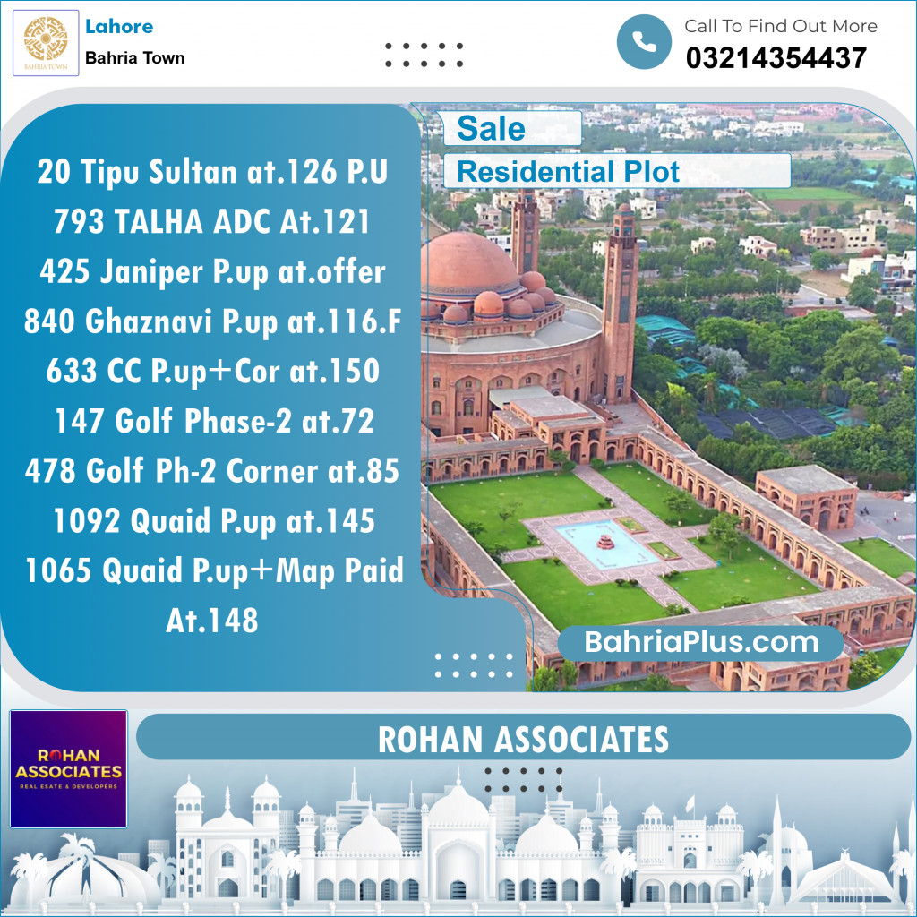 Residential Plot for Sale in Bahria Town, Lahore - (BP-115860)