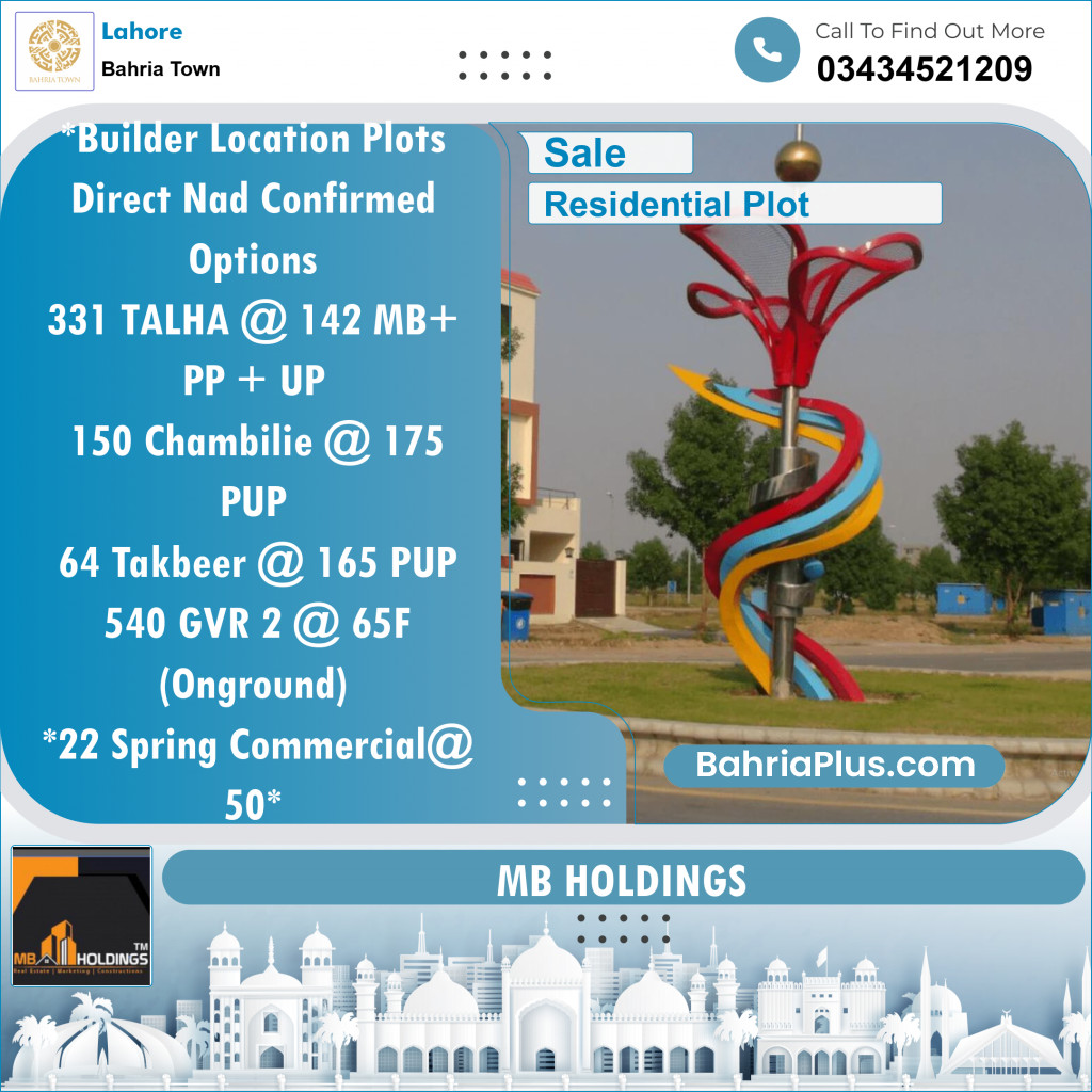 Residential Plot for Sale in Bahria Town, Lahore - (BP-116078)