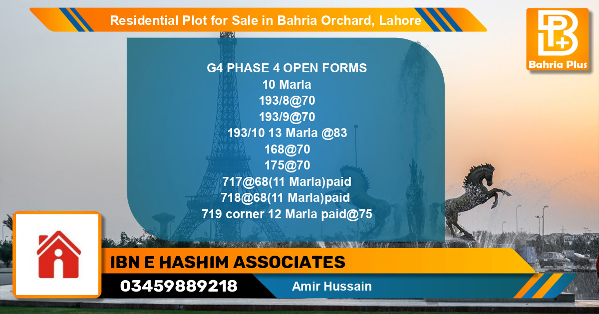 Residential Plot for Sale in Bahria Orchard, Lahore - (BP-116097)