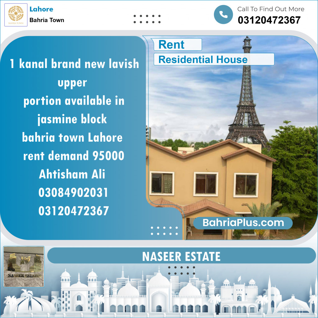 Residential House for Rent in Bahria Town, Lahore - (BP-116216)