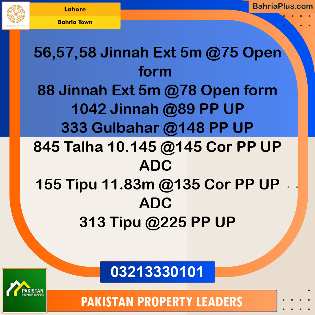 Residential Plot for Sale in Bahria Town, Lahore - (BP-116869)