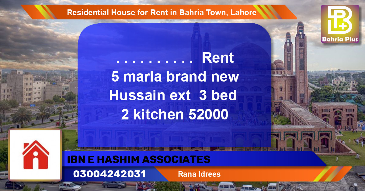 Residential House for Rent in Bahria Town, Lahore - (BP-117042)
