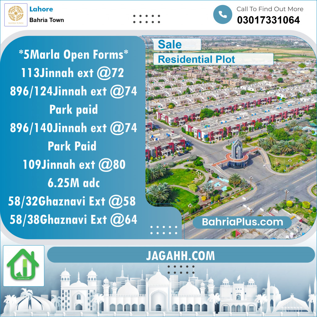 Residential Plot for Sale in Bahria Town, Lahore - (BP-117835)