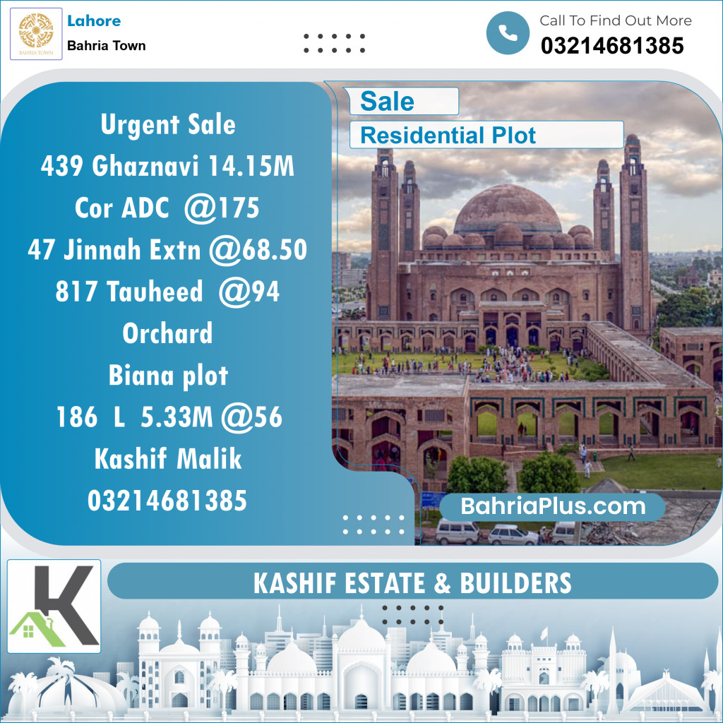 Residential Plot for Sale in Bahria Town, Lahore - (BP-117996)