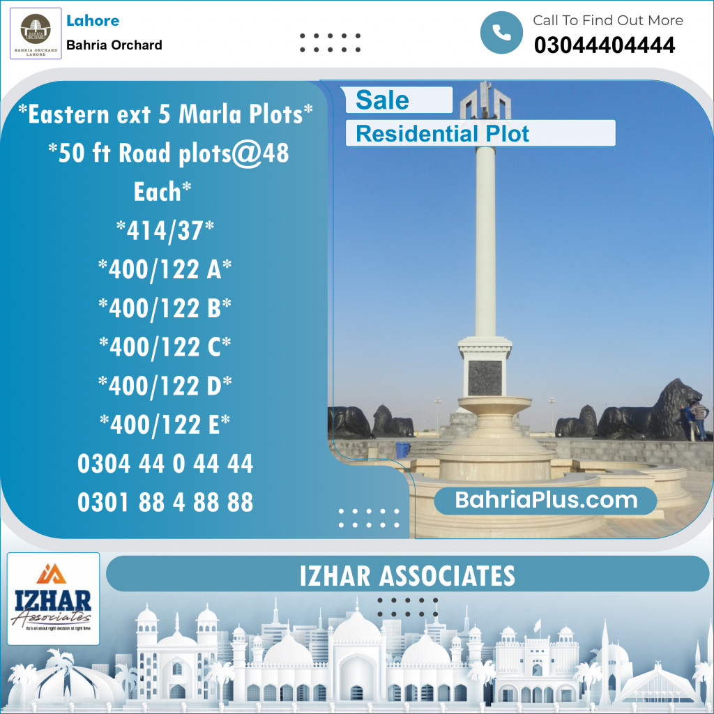 Residential Plot for Sale in Bahria Orchard, Lahore - (BP-118098)