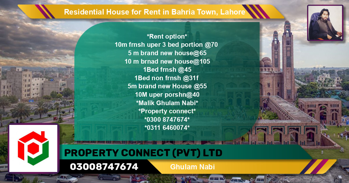 Residential House for Rent in Bahria Town, Lahore - (BP-118387)